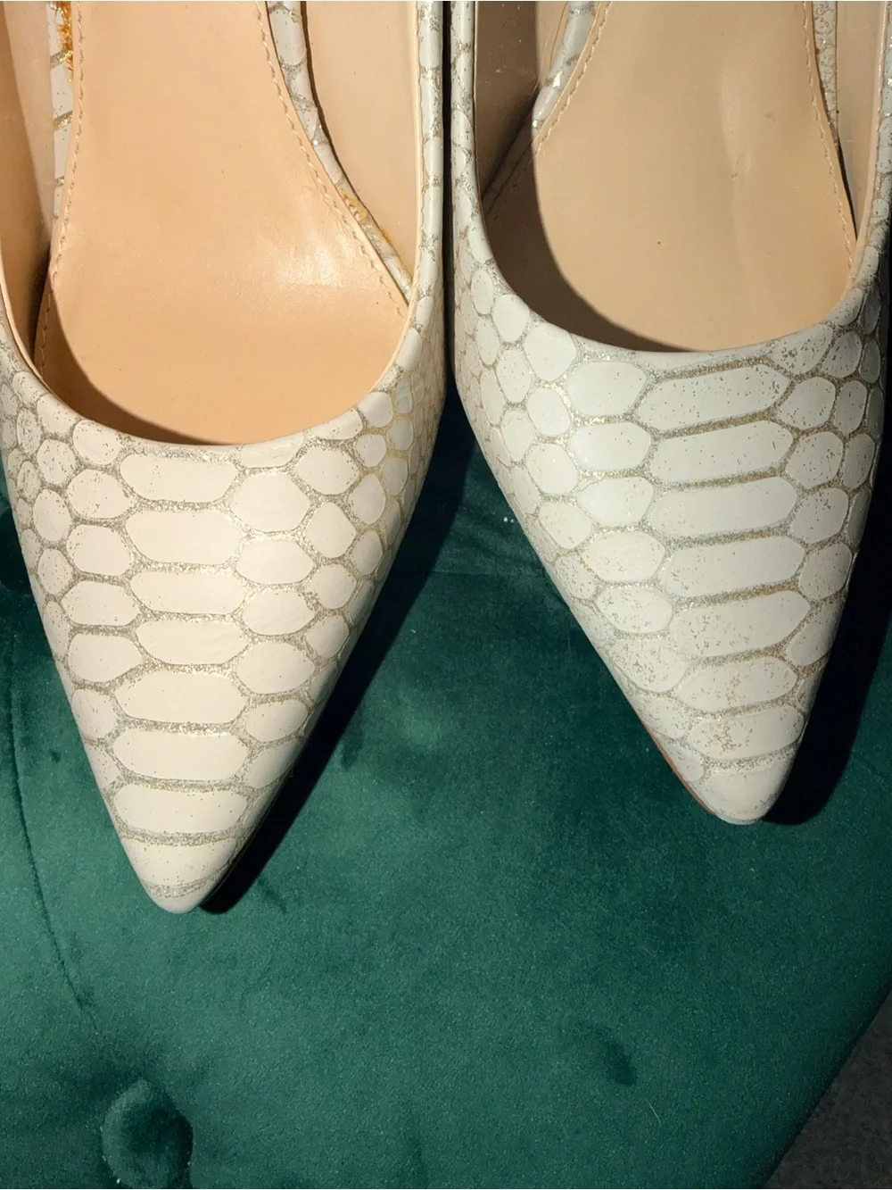 Vince Camuto Cream Textured Pointed Toe Pumps